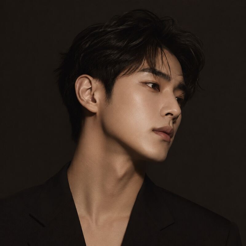 남성 윤곽 맵 — 이마·관자·턱끝·턱선 부위 도식