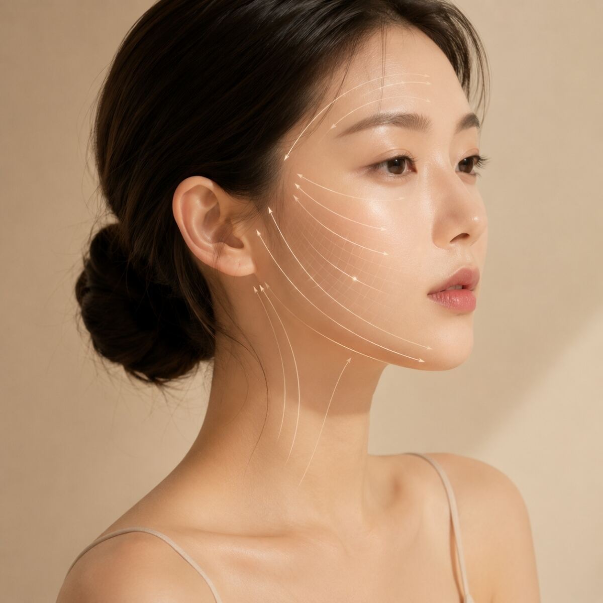 아래로 내려가는 처짐 방향과 위로 정리되는 리프팅 벡터를 보여주는 도식