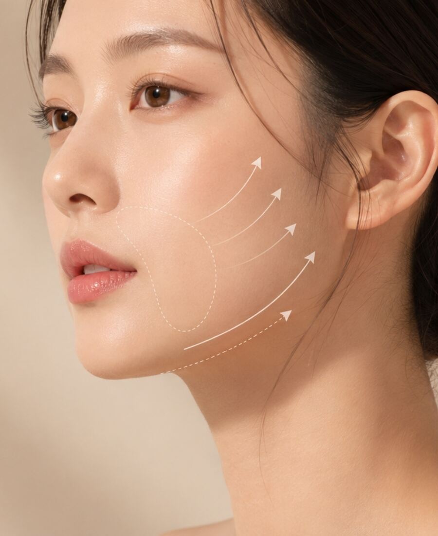 턱선·이중턱·V라인 변화를 보여주는 측면 얼굴 실루엣