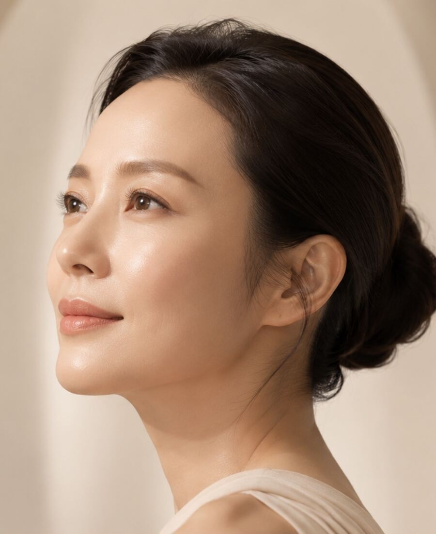 얼굴 볼륨 꺼짐을 보여주는 3D 얼굴 실루엣