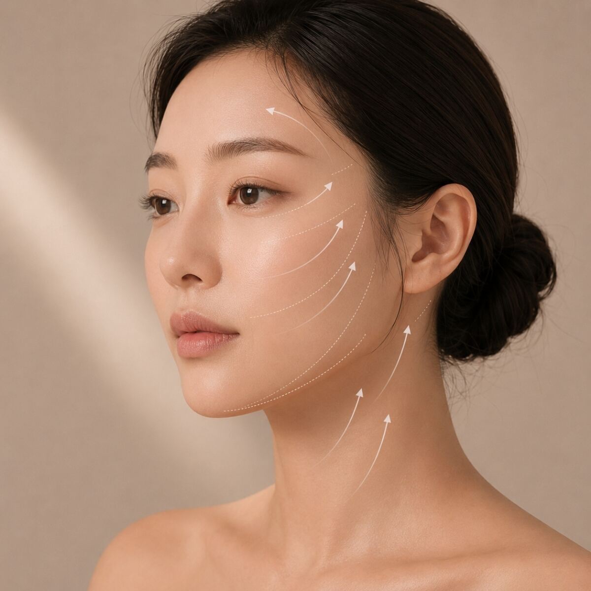 표정 지을 때 생기는 주름과 가만히 있어도 보이는 주름을 비교하는 도식